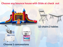 #2 Bounce House with Slide ( 1 concessions, 12 chairs 2 Tabl